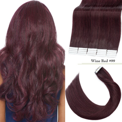 Thick Tape In REMY Human Hair Extensions Skin Weft Double Drawn CYAN WHITE HAIR