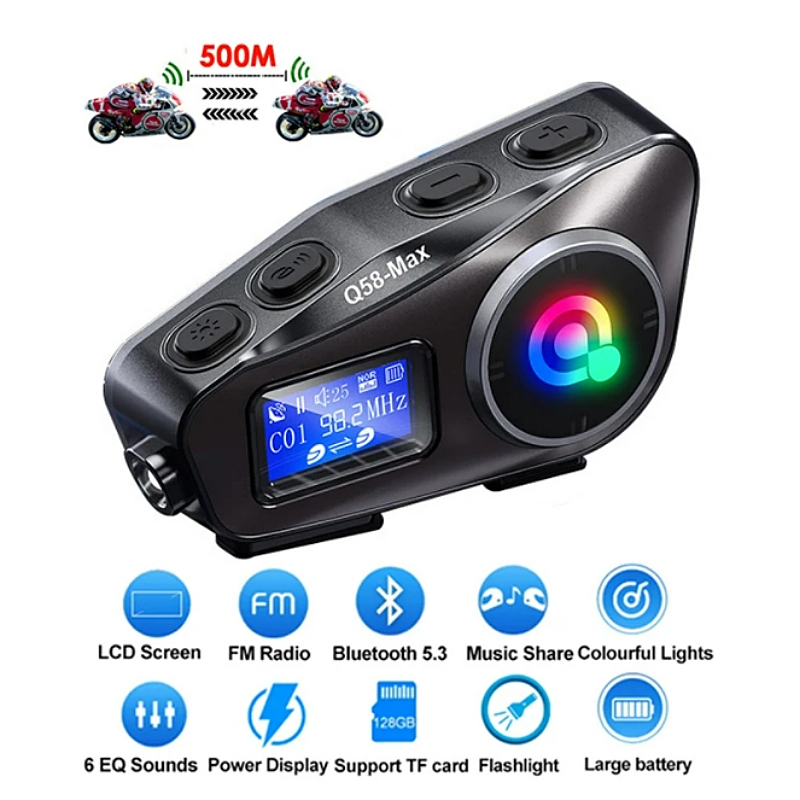 Bluetooth Motorcycle Helmet Intercom Headset LVS Full Face Motorbike Helmets DOT