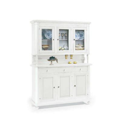 Vitrine Garde-Manger Armoire en Verre Napolitaine Art Pauvre Blanc Mat Classique