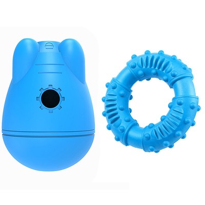 Pet Feeder Dog Cat Food Dispenser Toy Tumbler Bowl Leaky Ball with Molar Stick
