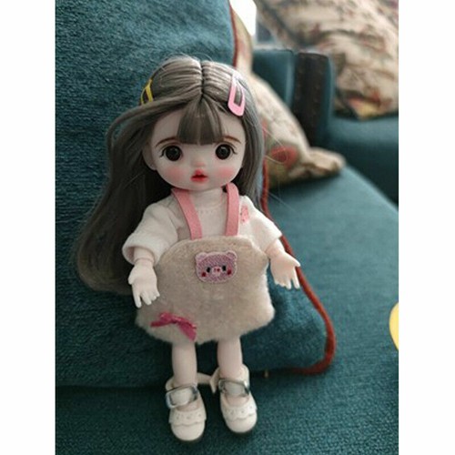 1/8 BJD Doll Mini 6 in Girl Face Make up + Eyes Clothes