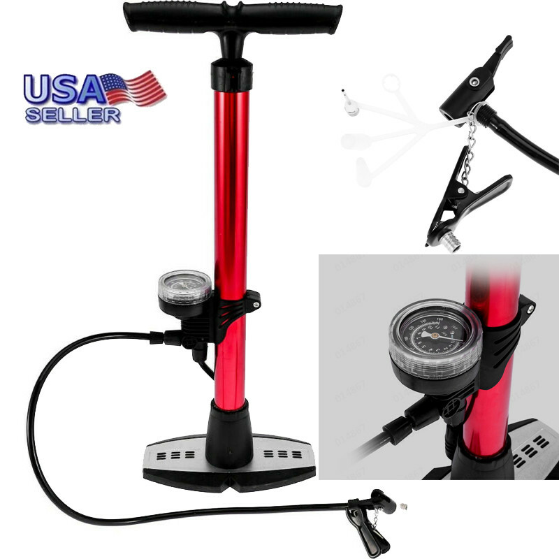 160 Psi Mini Bike Pump Bicycle Tire Ball Air Pump W/Gauge & Smart Valve