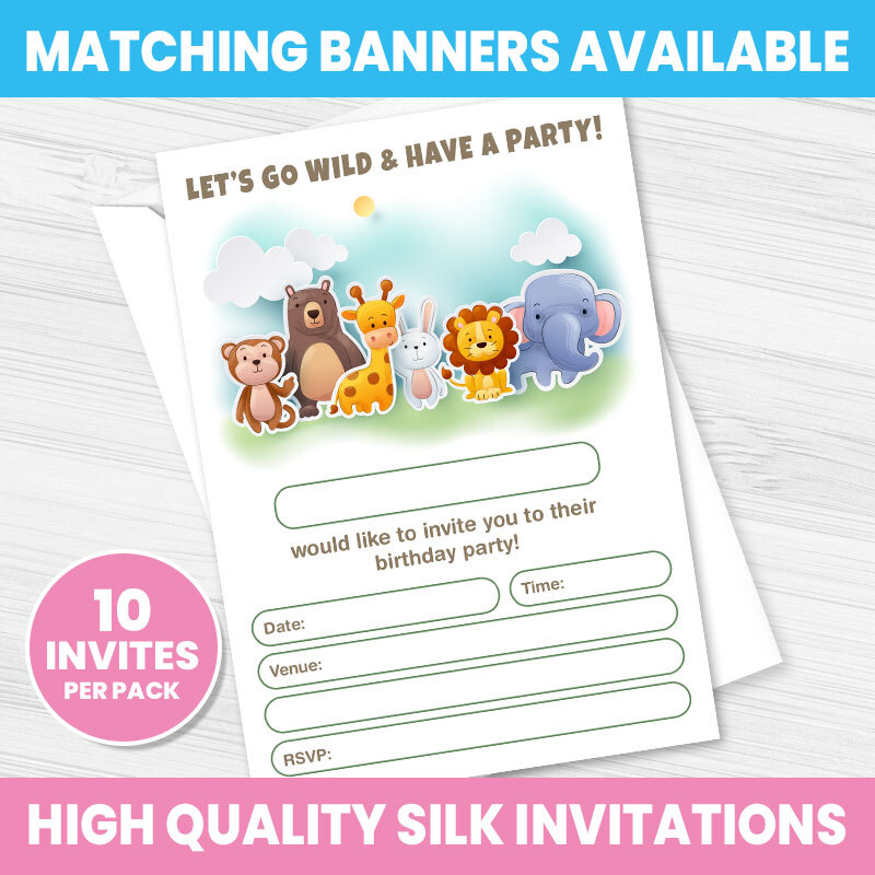 JUNGLE BIRTHDAY PARTY INVITATIONS / GIRL BOY BIRTHDAY INVITES / SAFARI ANIMALS