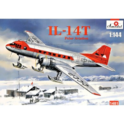 Amodel 1481 Plastic model airplane kit Scale 1:144 Ilyushin IL14T Polar aviation