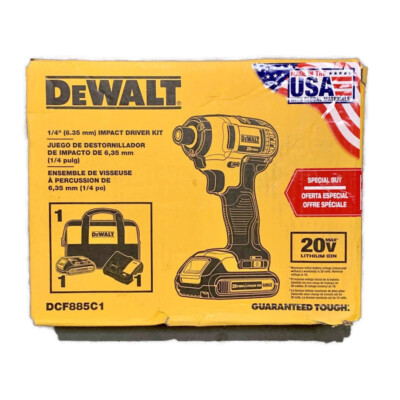 DEWALT DCF885C1 20V MAX 20-Volt Lithium-Ion 1/4-Inch Cordless Impact Driver Kit