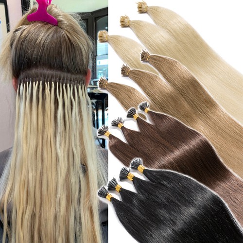 300 Strands Pre bonded Keratin I Tip Stick Remy Human Hair Extensions Micro Ring