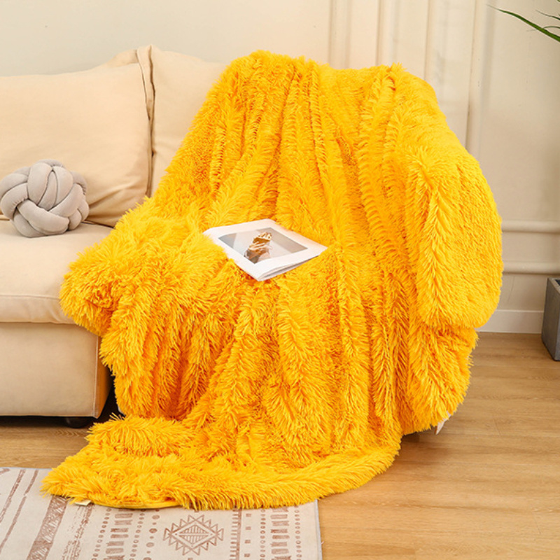 Plain Plush Blanket Sofa Throw Rug Bed Cover Bedspread Warm Thermal Comfy