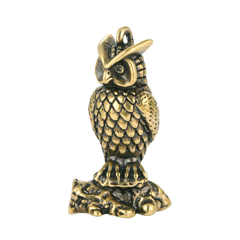 1x Mini Owl Brass Ornaments Gift Statue Figurine Animal Office Home Art Decor