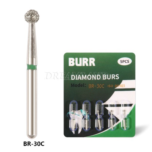 50 Dental Diamond Ball Round Bur Medium FG 1.6mm High Speed Handpiece BR-30C