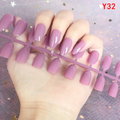 24Pcs Fashion False  Nails Acrylic Gel Full French Fake Nails Art Tips  WF SR
