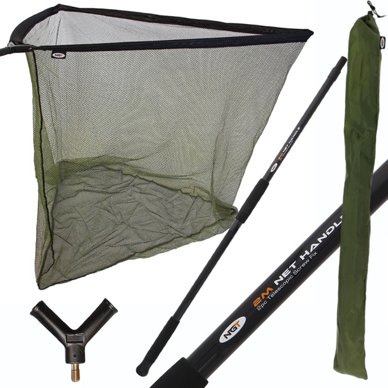42" Carp Fishing Landing Net & Stink Bag With 2m Screw In Landing Net