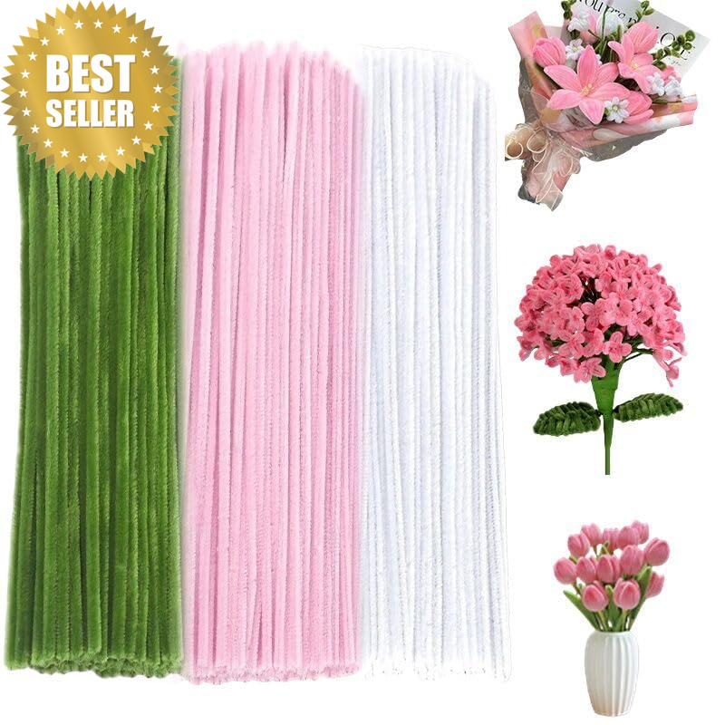 300 Pcs Thick Pipe Cleaners Craft Supplies 3 Assortment Pastel Macaron Color Che
