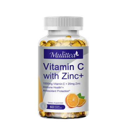 Vitamin C Capsules 1000Mg with Zinc Powerful Immune Support Antioxident 60 Caps