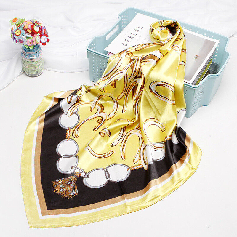 Women Fashion Hijab Scarf Harness Print Soft Satin Head Neck Shawl Wraps 90*90cm