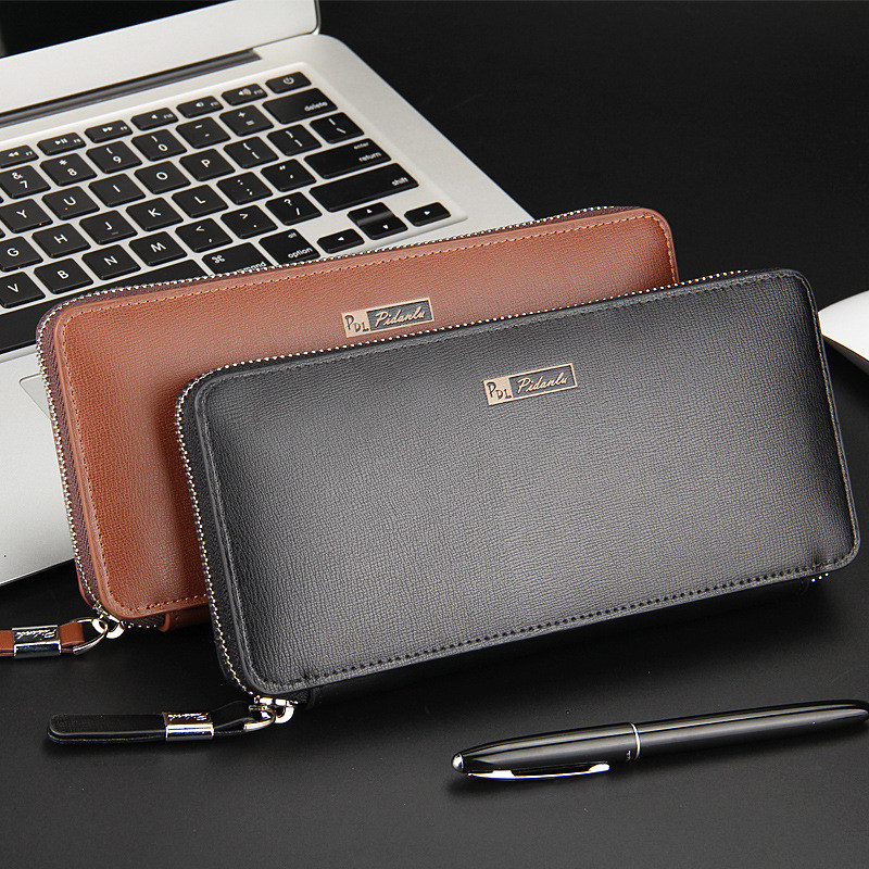 Men Leather Handbags Large Capacity Money Clip Wallet Long Cell Mobile Phone Bag