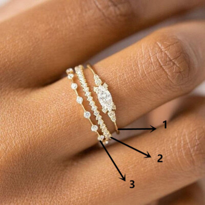 3 Style Women Simple 18k Yellow Gold Plated Ring Cubic Zirconia Jewelry Sz 6-10