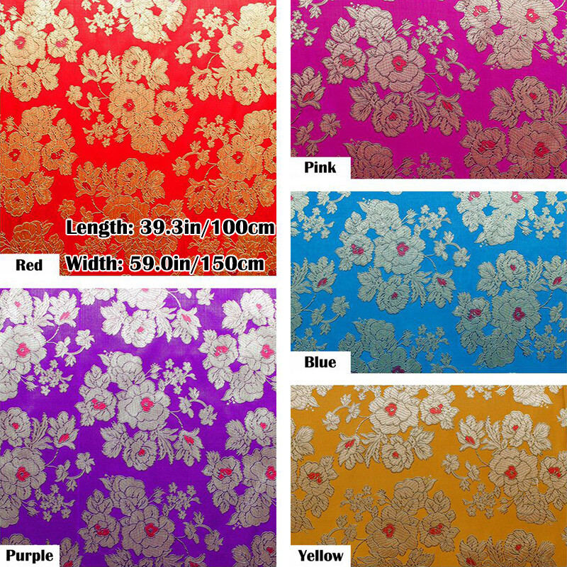 Faux Silk Floral Brocade Jacquard Fabric Craft Cloths Runner Satin Dress DIY