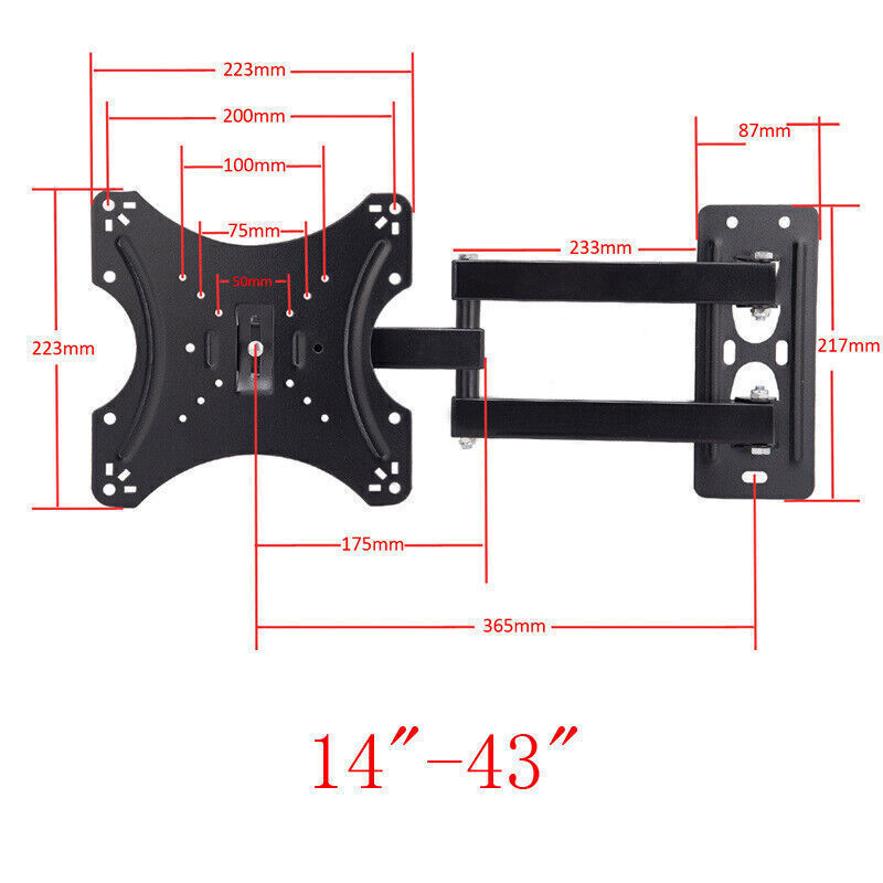 Full Motion TV Wall Mount for 14 24 32 37 39 40 43 inch Flat