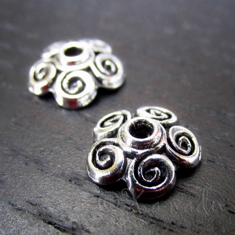 Scroll 10mm Silver Plated Bead Caps For 12-18mm Beads