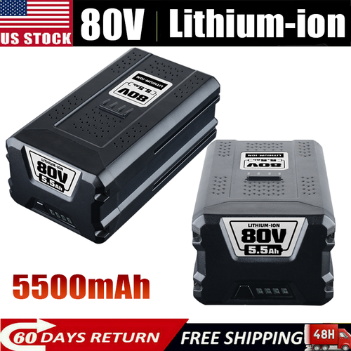 2 PACK For Greenworks Battery 80V 5.5Ah Replacement GBA80200 80Volt Power Tools