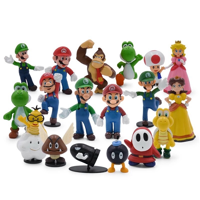 Mario Bros Figure Set PVC Toy - Toad, Peach, Mario, Luigi
