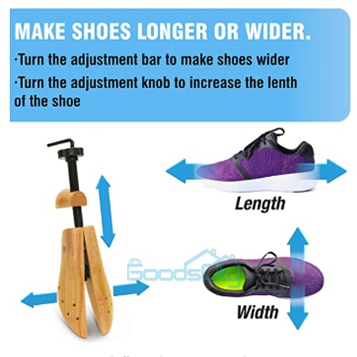 2-Way Wooden Adjustable Shoe Stretcher Expander Men Women Boot Size US 5-13