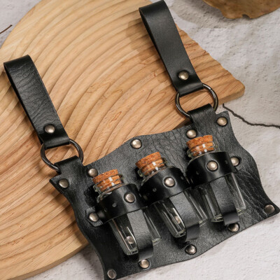 Alchemy Vial PU Holder Belt Hanging Potion Magic Medieval Costume Cosplay Props