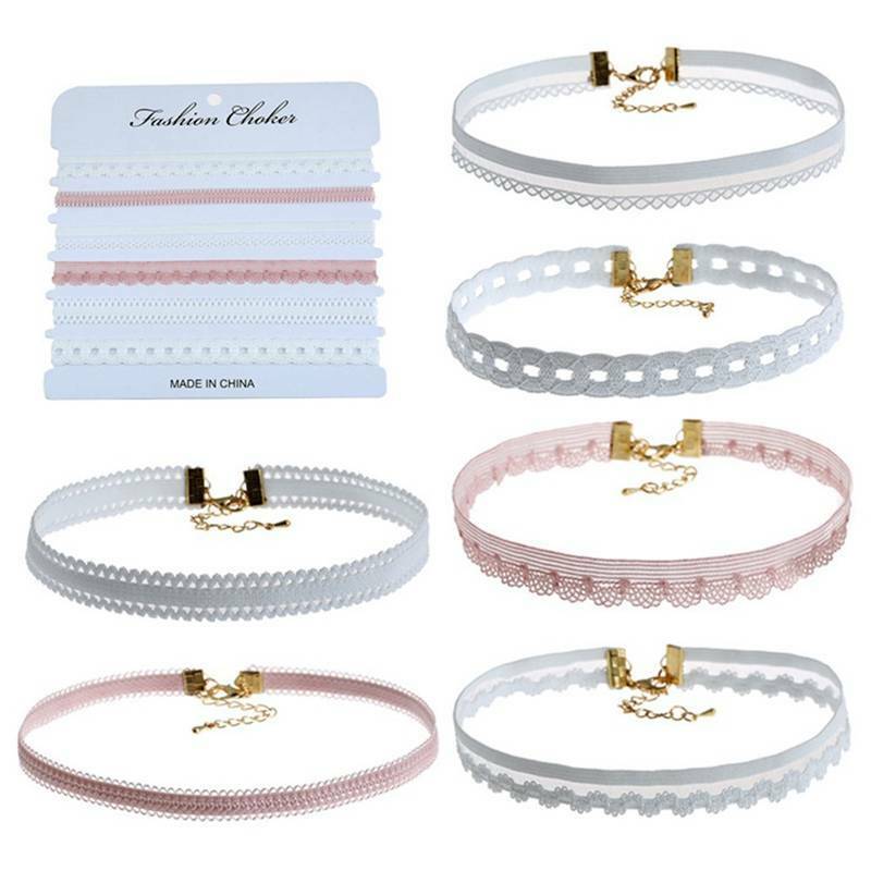 6Pcs/Set Gothic Punk aVelvet Tattoo Lace Collar Choker Pendant Necklace