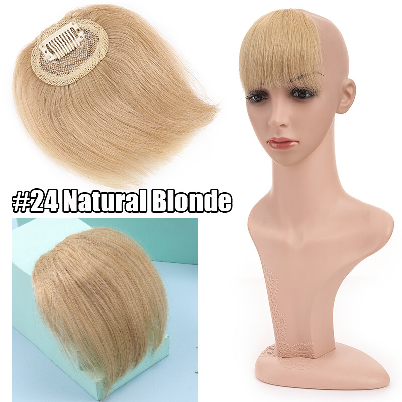 Hair Bangs 100% Remy Human Hair Extensions Clip In Front Fringe Hairpiece BLONDE