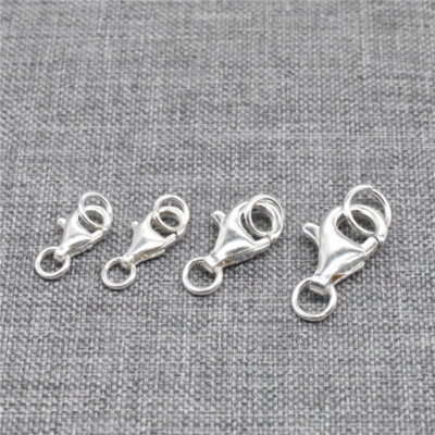 10pcs of 925 Sterling Silver Trigger Lobster Claw Clasps w/ 2 Rings for Necklace