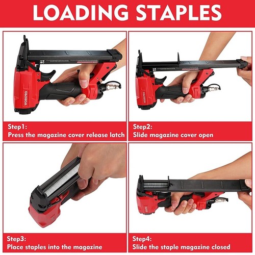 21 Gauge Upholstery Stapler 8016 Pneumatic Staple Gun 1500PC Staples 1/4"to 5/8"