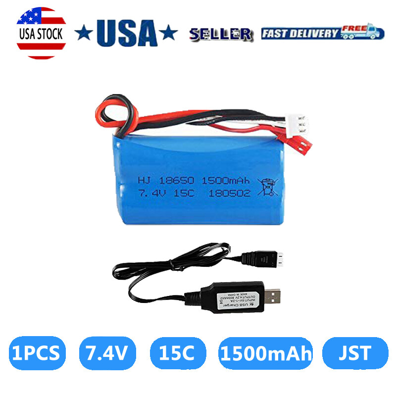 1pcs 7.4V 1500mAh Li-ion Battery JST for HUANQI HQ957 948 848 MJX F45 T23 RC Car