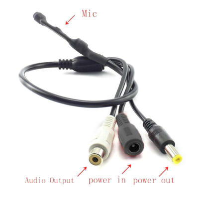 Waterproof CCTV Audio Microphone and Cable For Outdoor Camera / Sound Recording