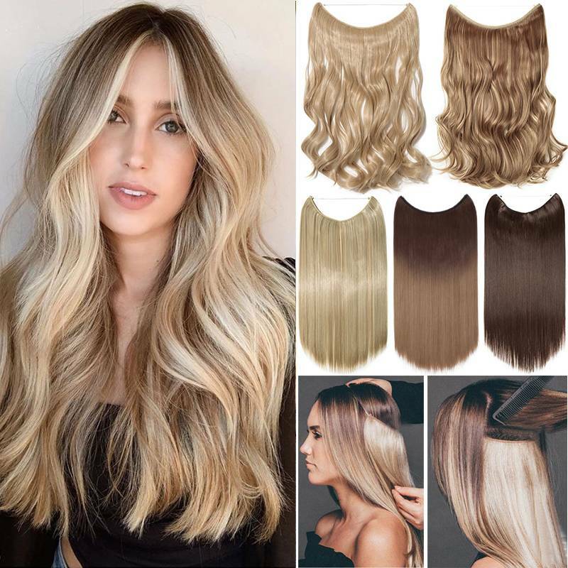 Natural Long Thick Invisible Wire in Hair Extensions Secret Wire Soft FOR Human