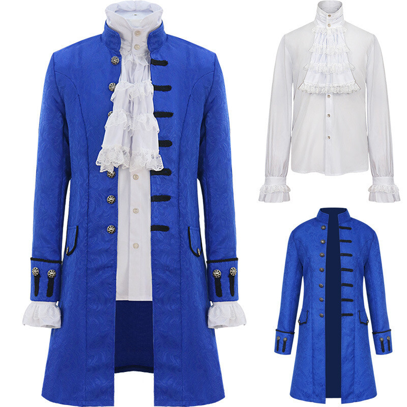 Mens Coat Steampunk Vintage Tailcoat Jacket Gothic Victorian Frock Coat Costume