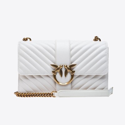 Женская сумка PINKO Classic Love Bag One Chevron Messenger Quilted White E2023