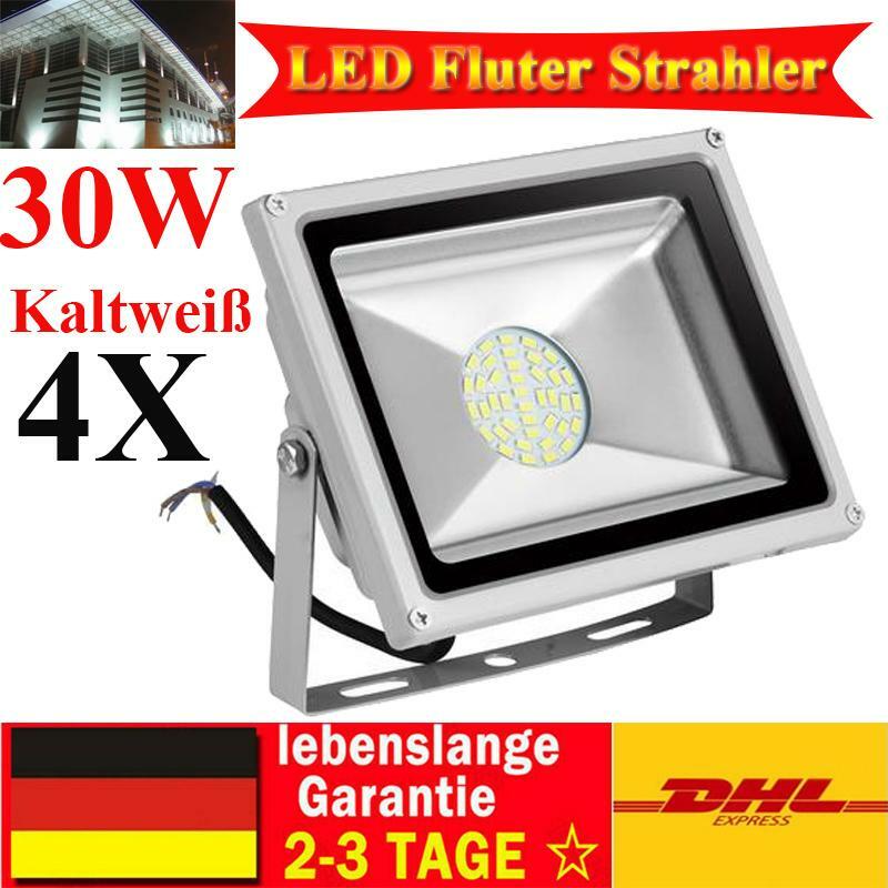 4X30W LED Fluter Flutbeleuchtung Baustrahler Aussenbereich Scheinwerfer Kaltweiß