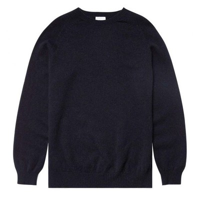 SUNSPEL SUNSPEL LAMBSWOOL CREW NECK KNIT DARK NAVY MOULINE - SALE