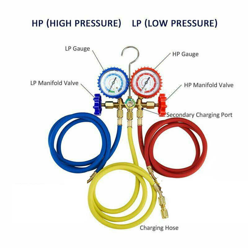 Refrigeration 3-Way Air Conditioning A/C Diagnostic Manifold Gauge Recharge Kit