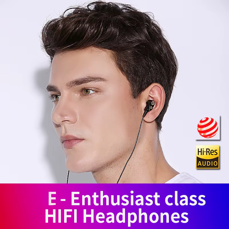 Double Moving Coil Headphones 3.5mm AUX With Mic Dynamic Headset In-Ear Music Ga