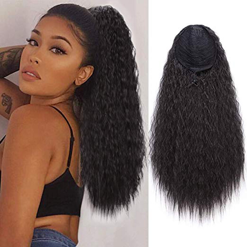 140g Thick Afro Kinky Curly Ponytail Puff Drawstring Clip In Hair