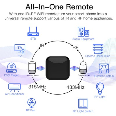 Smart Wireless WiFi-IR RF Remote Controller Tuya/Smart Life APP For TV Box DVDs