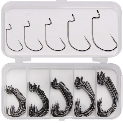Offset Worm Hook Fishing Worm Hooks Extra Wide Gap 1/0# 2/0# 3/0# 50pc&100pc