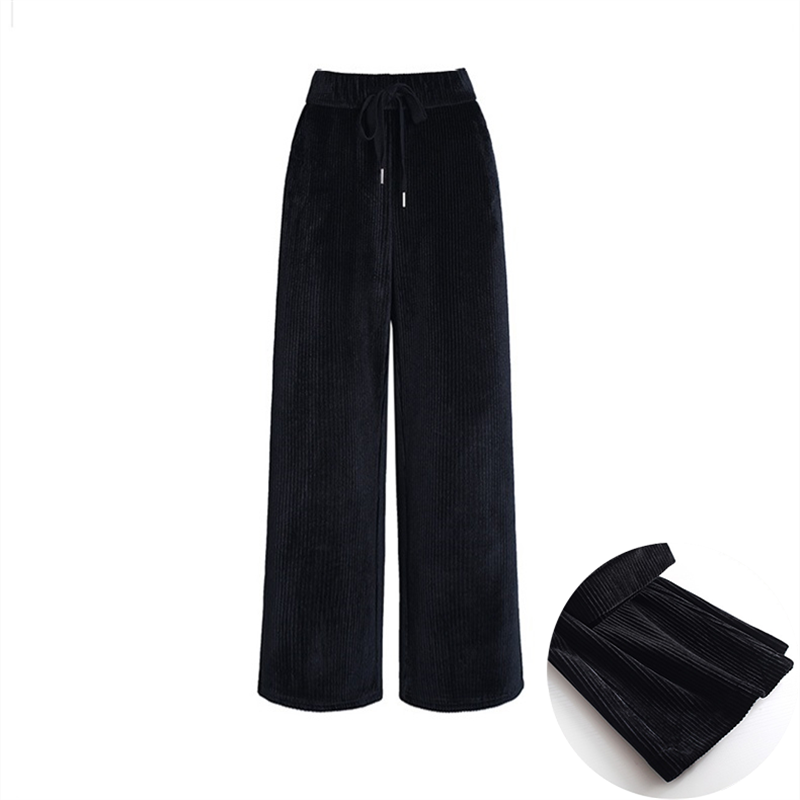 Damen Kord Hose Vlies Thermofutter Plissiert Vintage Passform Gummibund