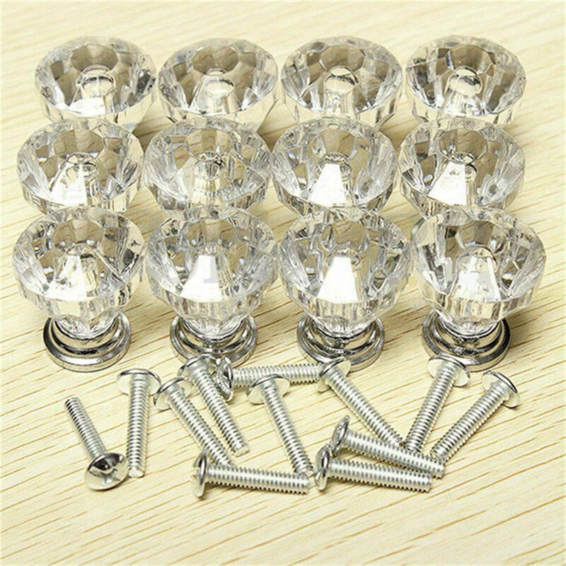12X Kristall Glas Möbelknöpfe Möbelgriffe Möbelknauf Tür Schrank Griff