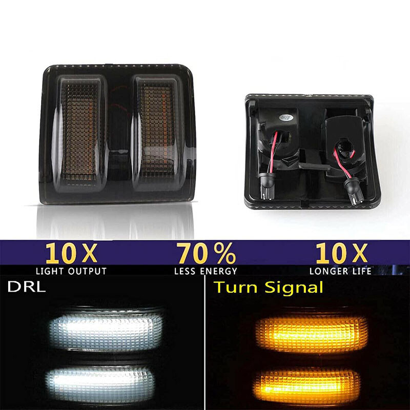 2X Smoked Lens Amber LED Side Mirror Marker Light For 08-16 Ford F250 F350 F450