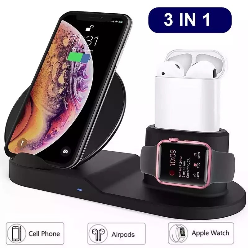 3in1 Qi Wireless Fast Charger Dock Stand For Apple Watch Airpods Iphone X Xs Rf Ebay