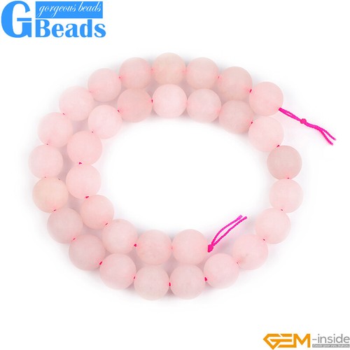 Natural Rose Quartz Frosted Matte Round Beads For Jewelry Making 15