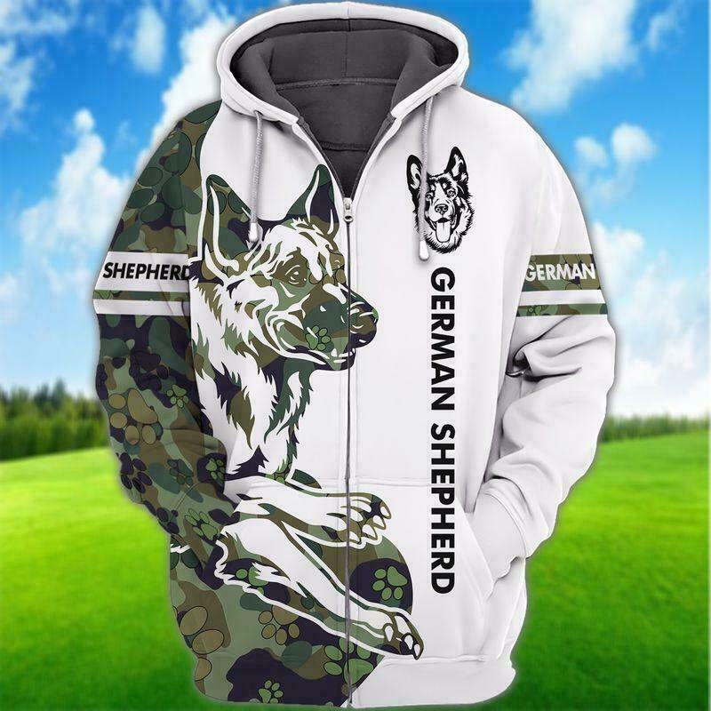 Love German Shepherd Zip 3D Hoodie All Over Print Christmas Gift Us Size Best