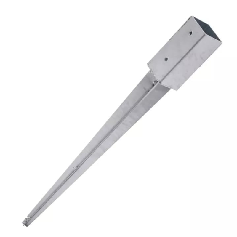 Post Ground Socket, 50x50mm, Hot-Dip Steel Fence Post Spike Anchor, No Concrete,
